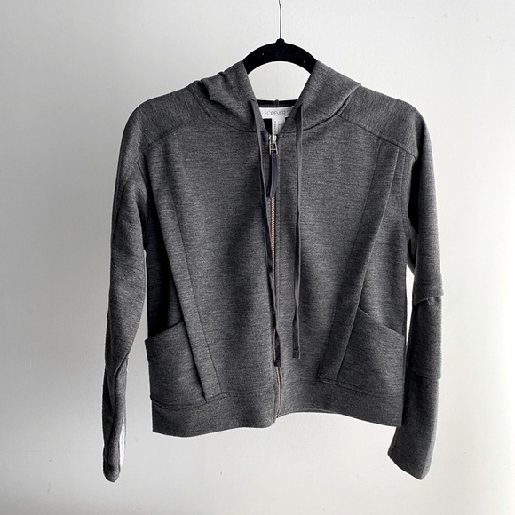 Forever 21 Charcoal Zip up with Hood - Picture 1 of 4